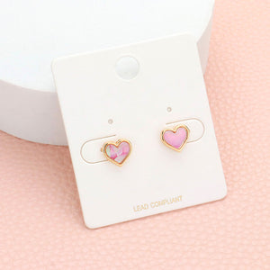 Pink Heart Studs